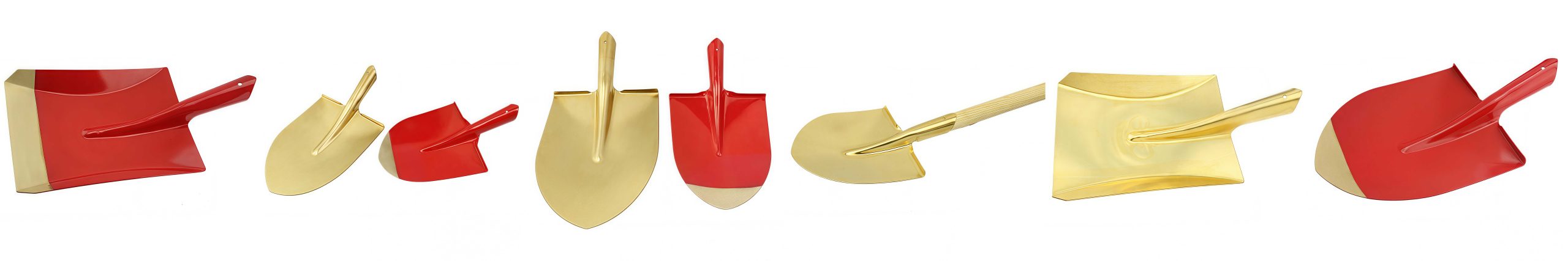 Sharp round point head non-sparking shovel for digging and shoveling
