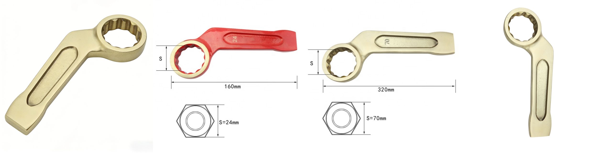 Beryllium bronze striking box bent wrench from 40+ years China tool factory